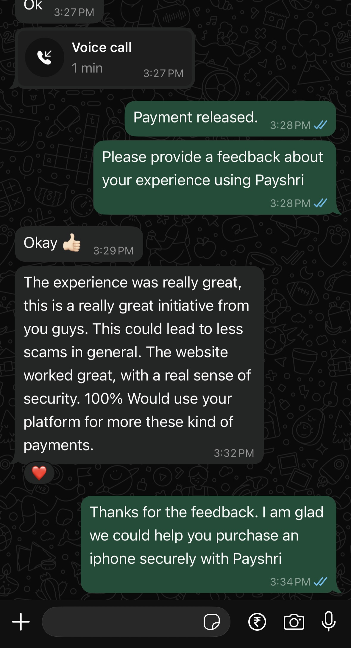 Feedback screenshot